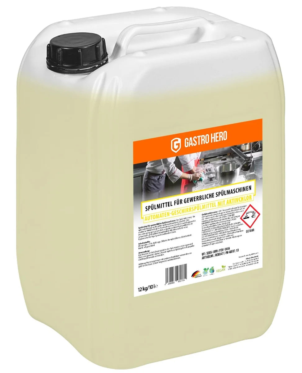 Détergent lave-vaisselle 10 Litres avec chlore actif pour une vaisselle propre