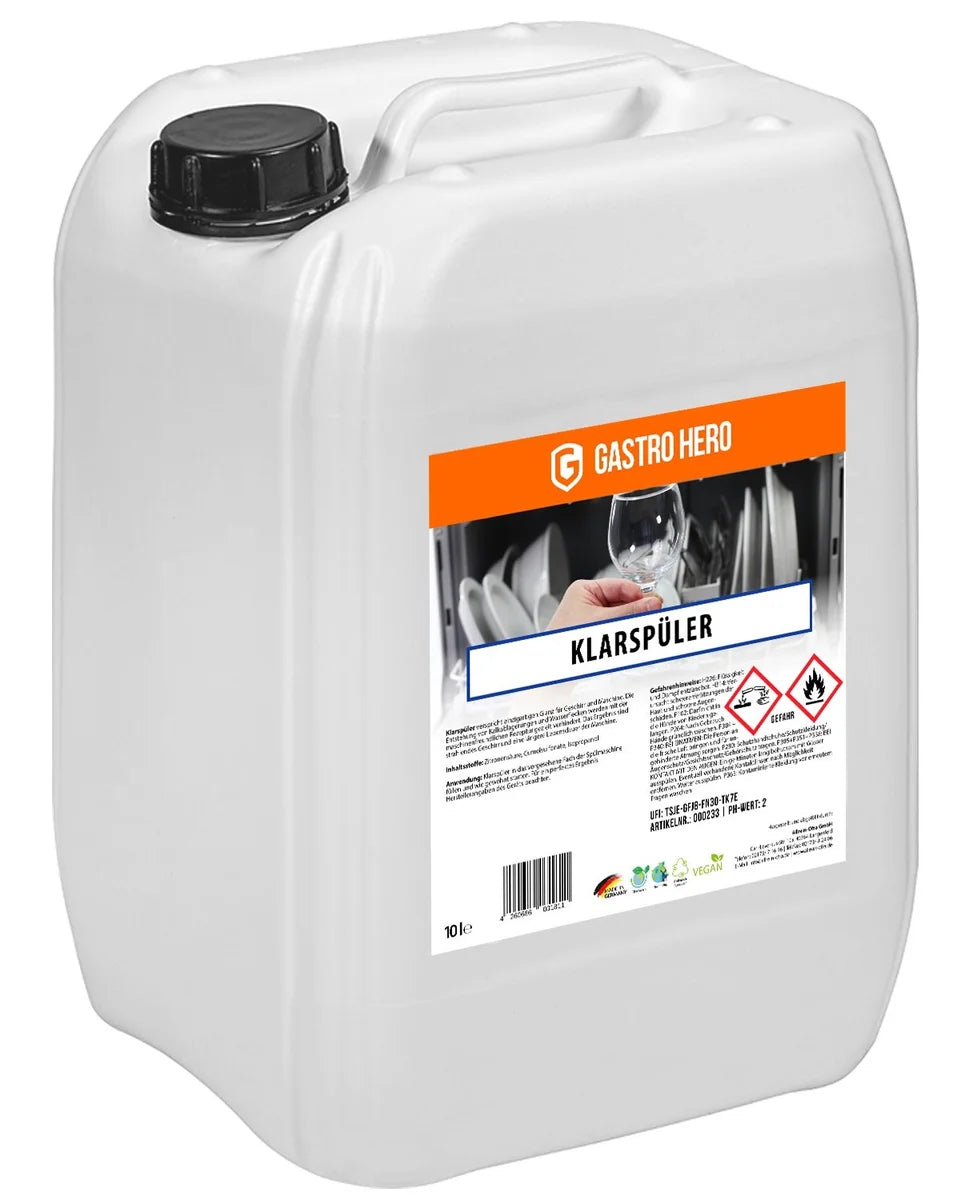 Liquide de rinçage pour lave-vaisselle 10 Liter agrumes pour une vaisselle brillante et sèche