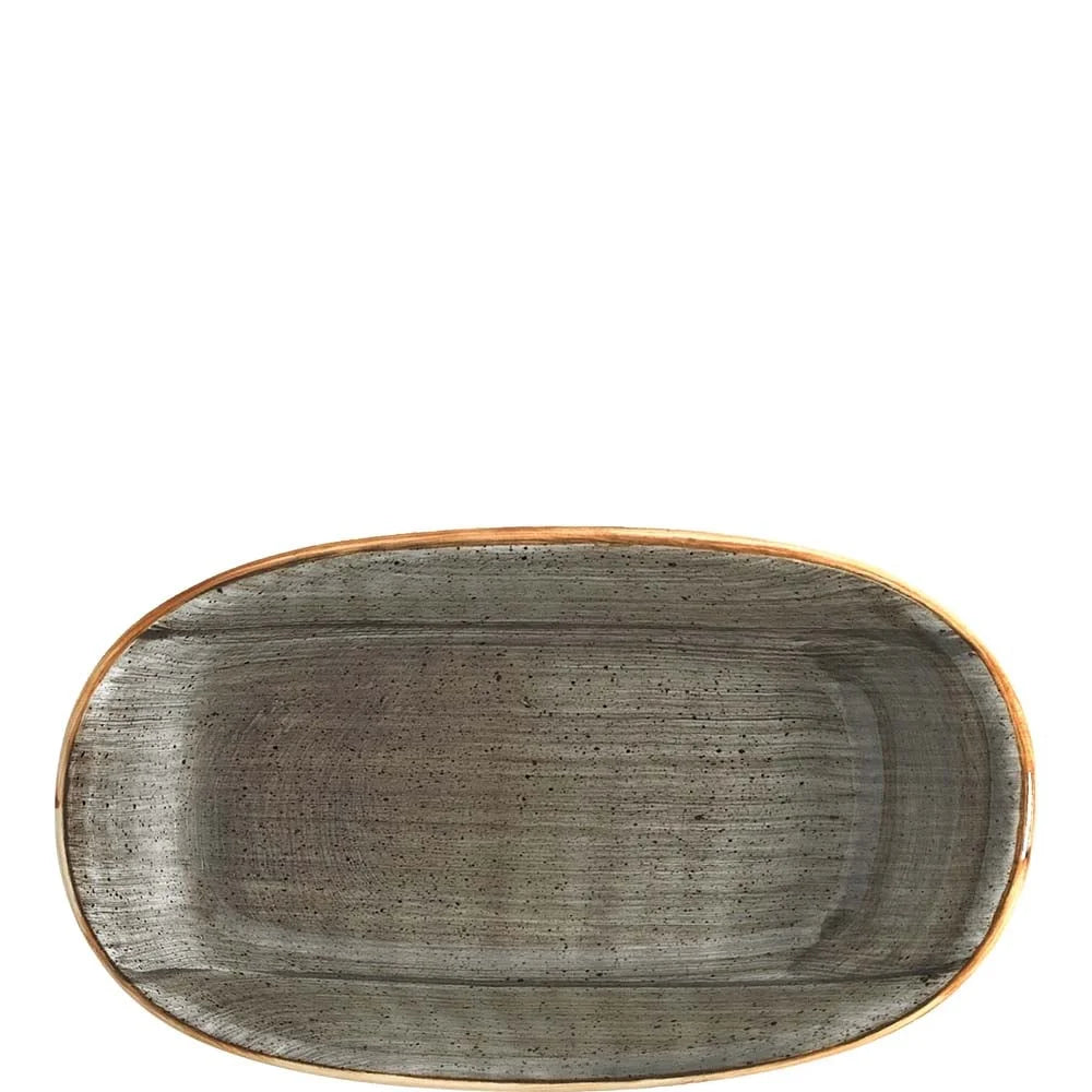 Plat ovale gourmet Bonna Premium Porcelain Aura Space 19 x 11 cm, gris