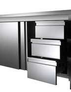 Armoire de travail en acier inoxydable ECO avec porte battante et 3 tiroirs 12x6