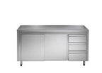 Armoire de travail en acier inoxydable ECO avec porte coulissante et 3 tiroirs 20x7