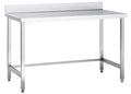 Table de travail en inox Eco 6x7 sans tablette inférieure avec dosseret