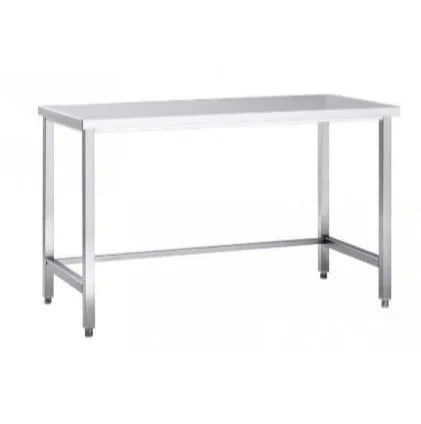 Table de travail en inox Eco 8x7 sans étagère inférieure