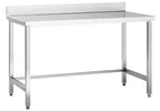 Table de travail en inox Eco 10x6 sans tablette inférieure avec dosseret
