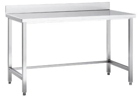 Table de travail en inox Eco 10x6 sans tablette inférieure avec dosseret