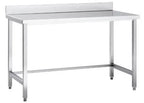 Table de travail en inox Eco 12x7 sans tablette inférieure avec dosseret