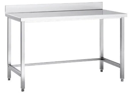 Table de travail en inox Eco 16x7 sans tablette inférieure avec dosseret