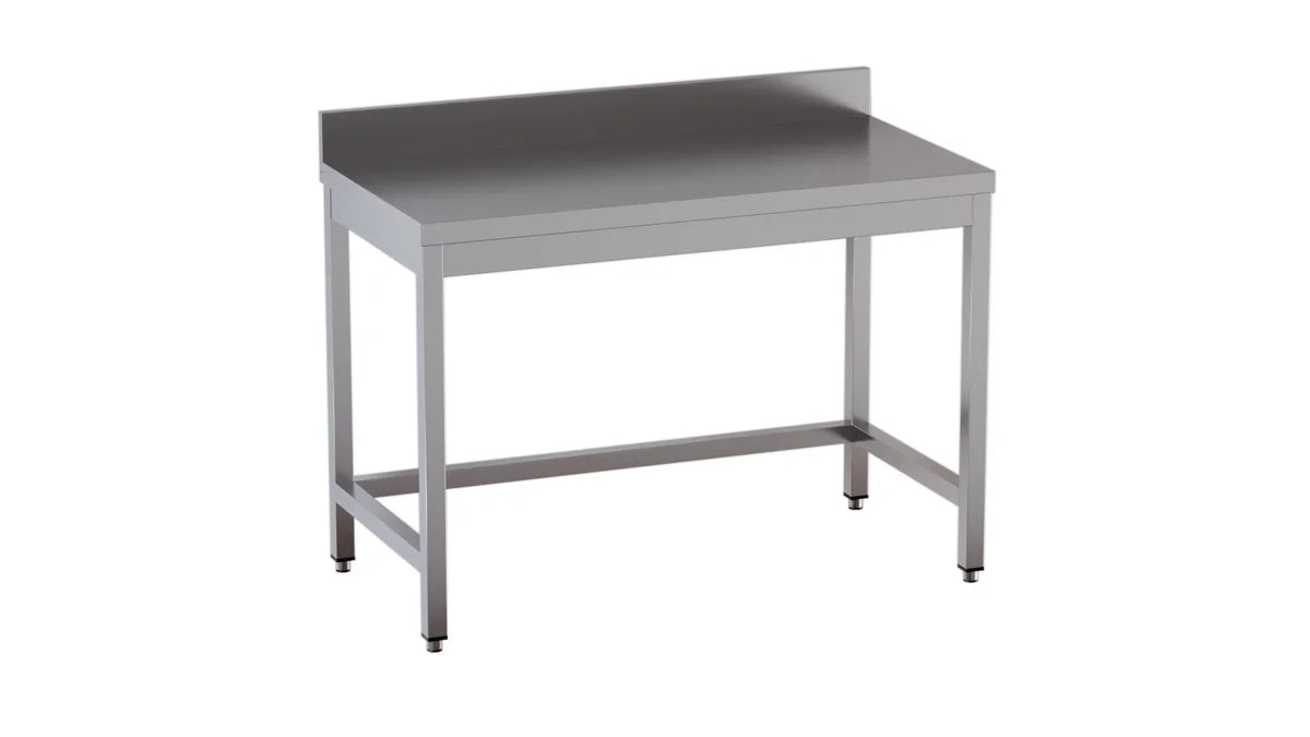 Table de travail en inox Eco 18x7 sans étagère inférieure avec dosseret