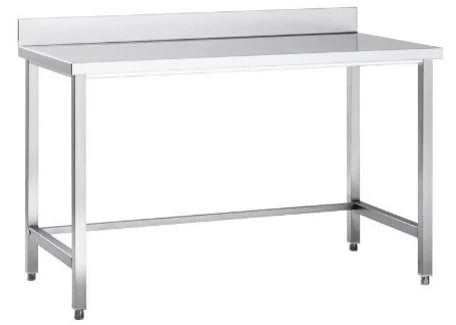 Table de travail en inox Eco 18x7 sans étagère inférieure avec dosseret