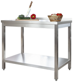 Table de travail professionnelle en inox 800 x 600 mm - avec tablette inférieure et dosseret