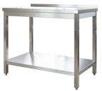 Table de travail professionnelle en inox 1200 x 700 mm - avec tablette inférieure et dosseret