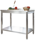 Table de travail professionnelle en inox 1800 x 600 mm - avec tablette inférieure et dosseret