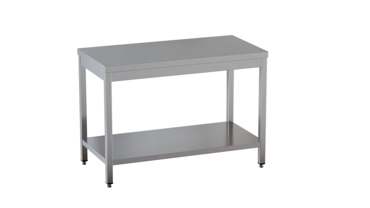 Table de travail en inox Eco 10x7 avec tablette inférieure