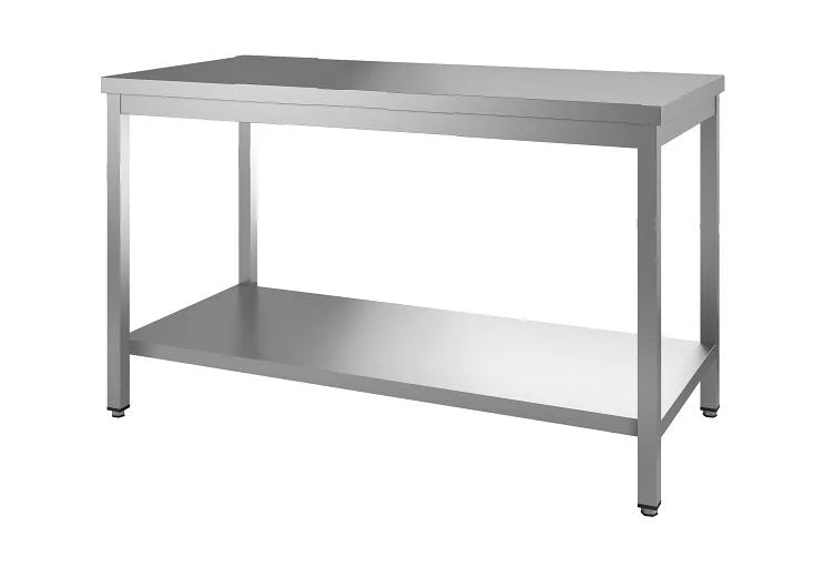 Table de travail en inox Eco 10x7 avec tablette inférieure