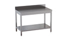 Table de travail en inox Eco 15x6 avec tablette inférieure et dosseret