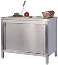 Armoire de travail professionnelle en inox avec portes coulissantes - 2000 x 600 mm