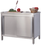 Armoire de travail professionnelle en inox avec portes coulissantes - 2000 x 600 mm