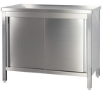 Armoire de travail professionnelle en inox avec portes coulissantes - 2000 x 600 mm