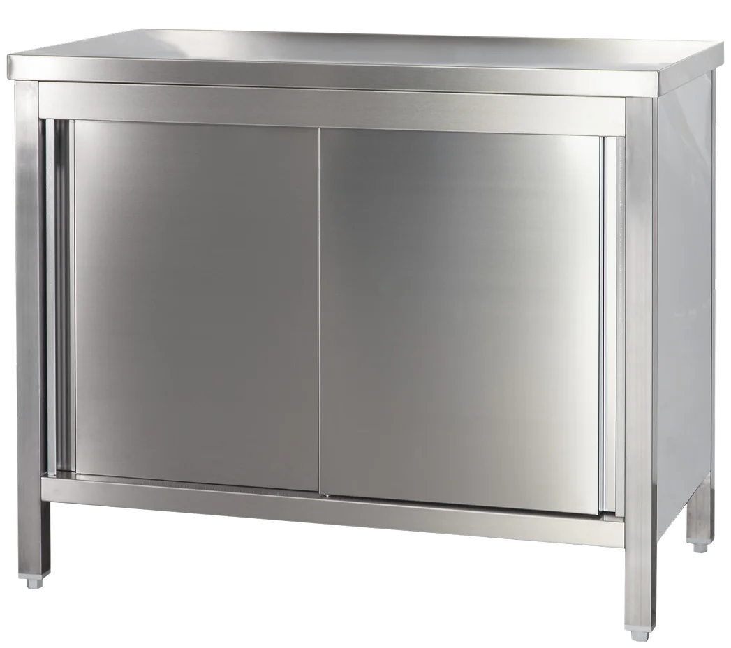 Armoire de travail professionnelle en inox avec portes coulissantes - 2000 x 600 mm
