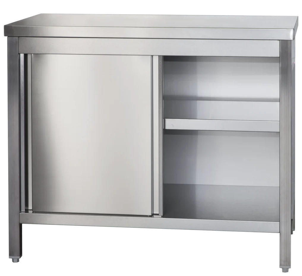 Armoire de travail professionnelle en inox avec portes coulissantes - 2000 x 600 mm