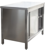 Armoire de travail professionnelle en inox avec portes coulissantes - 2000 x 600 mm