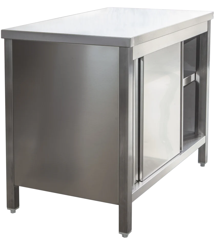 Armoire de travail professionnelle en inox avec portes coulissantes - 2000 x 600 mm