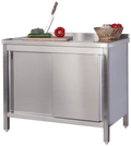 Armoire de travail professionnelle en inox avec portes coulissantes et dosseret - 2000 x 700 mm