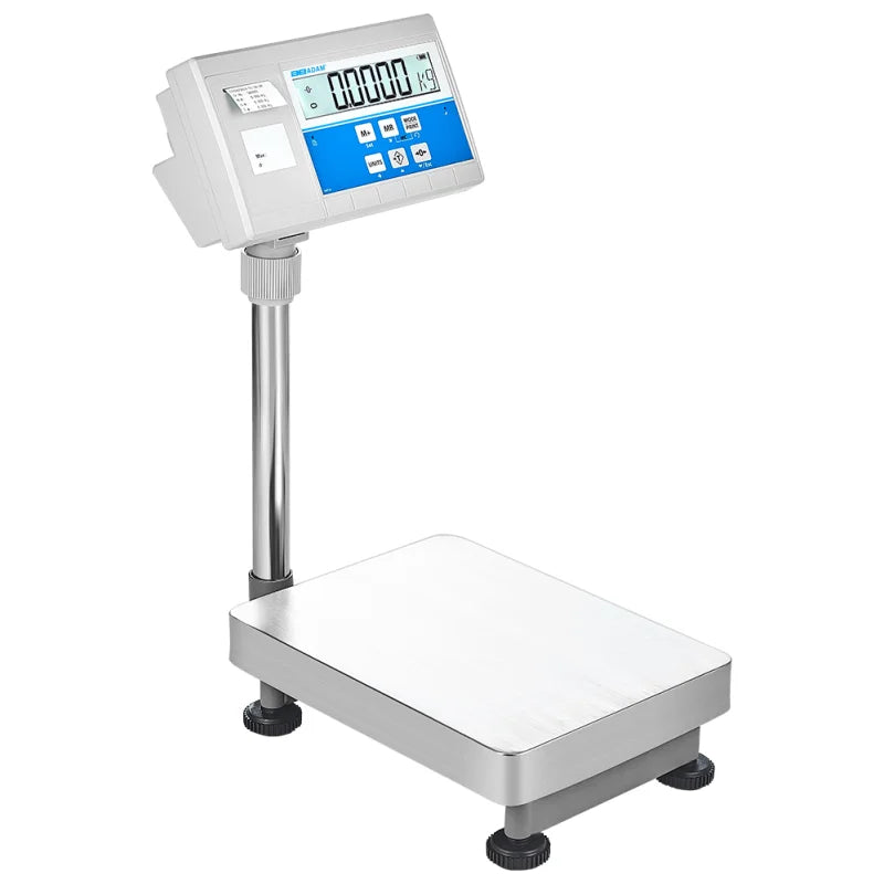Balance au sol AE Adam avec afficheur sur colonne et imprimante intégrée pour étiquettes ou codes-barres 16 kg / lisibilité 0,5 g