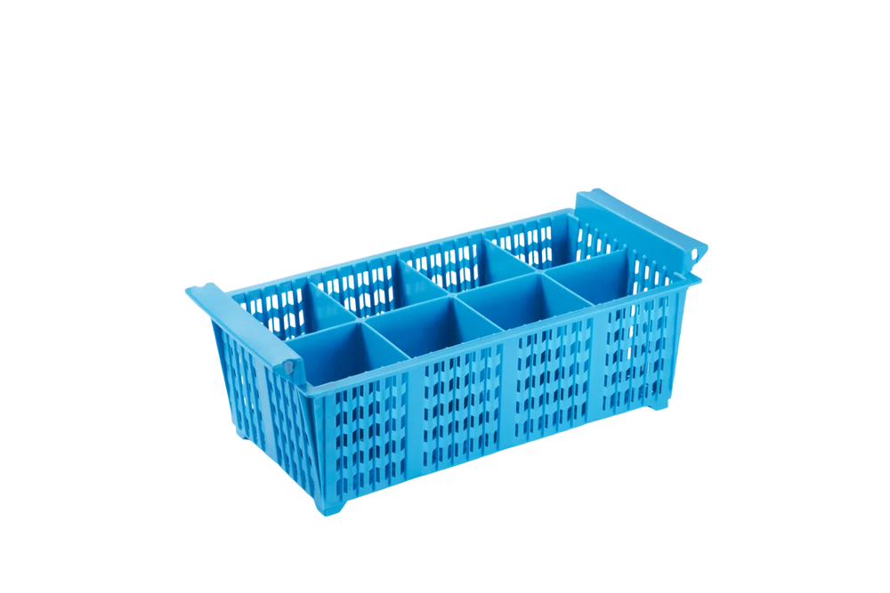 Panier à couverts 8 compartiments 89x89 mm, bleu