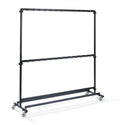 Feros Porte-manteaux grand avec 104 crochets, en acier noir, sur roulettes, extensible