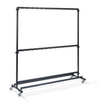 Feros Porte-manteaux grand avec 104 crochets, en acier noir, sur roulettes, extensible