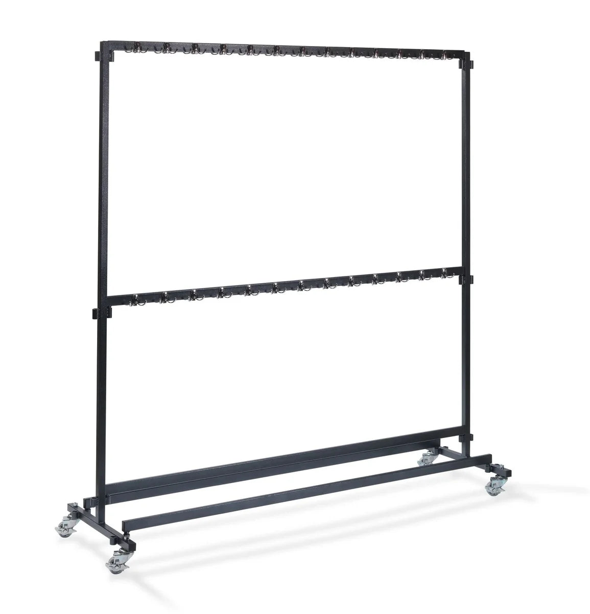 Feros Porte-manteaux grand avec 104 crochets, en acier noir, sur roulettes, extensible