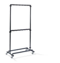 Feros Porte-manteaux petit avec 48 crochets, en acier noir, sur roulettes, extensible