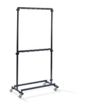 Feros Porte-manteaux petit avec 48 crochets, en acier noir, sur roulettes, extensible