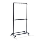Feros Porte-manteaux petit avec 48 crochets, en acier noir, sur roulettes, extensible