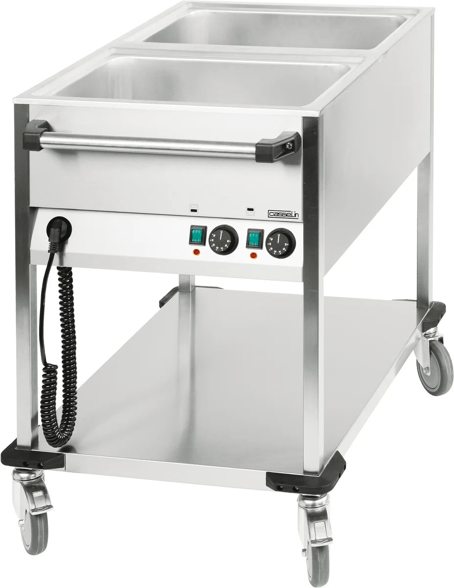 Chariot bain-marie pour 2 x GN 1/1