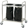 Chariot en inox porte-poubelle
