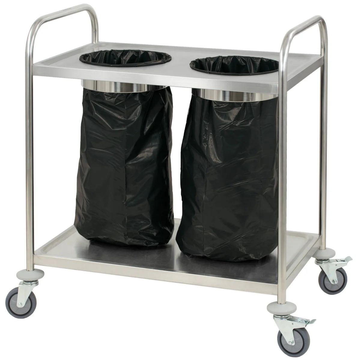 Chariot en inox porte-poubelle