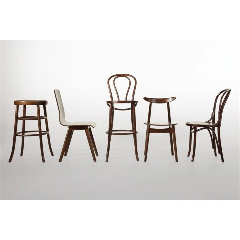 Chaises de bistrot en bois courbé Fameg finition noyer, lot de 2