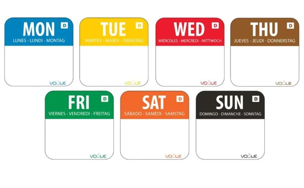 Étiquettes jours de la semaine solubles Vogue 25 mm