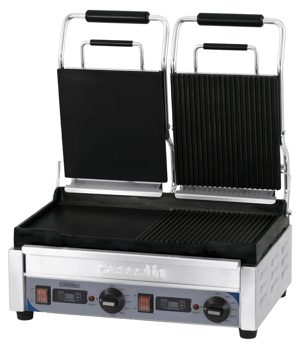 Grill à contact / grill à panini double Premium mixte avec minuteur