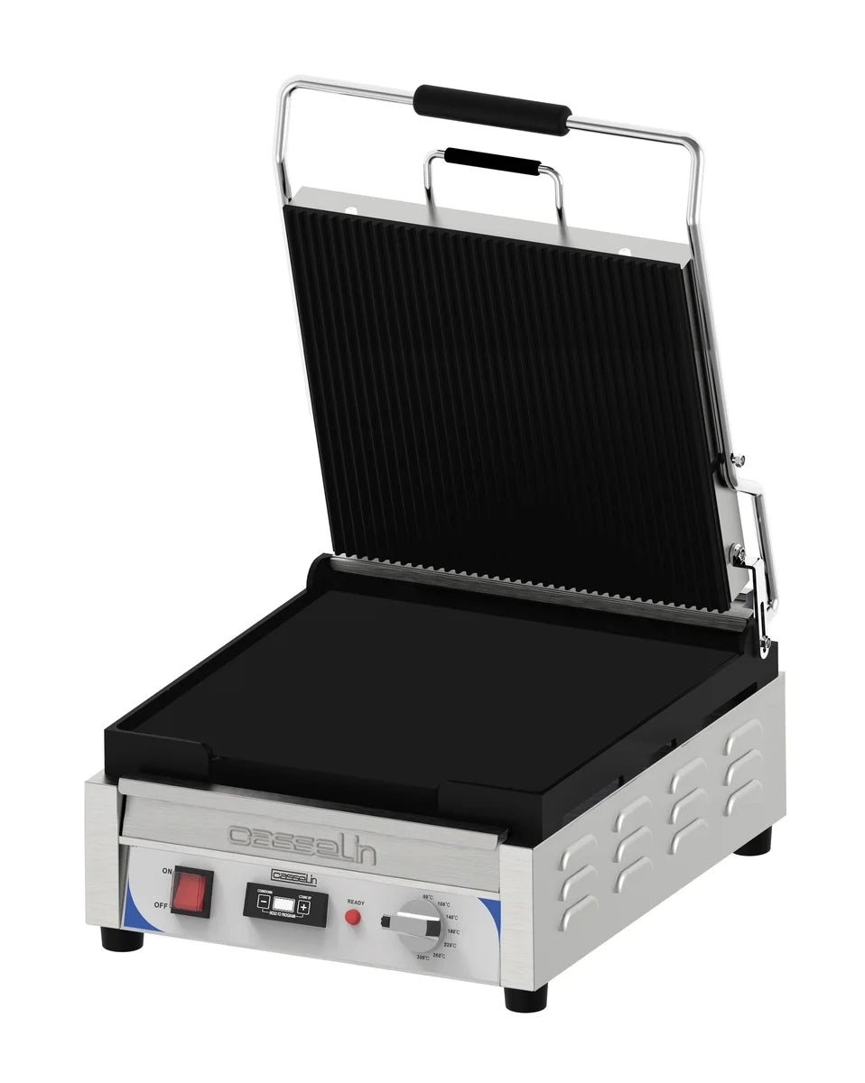 Grill à contact / grill à panini XL Premium rainuré - lisse avec minuteur