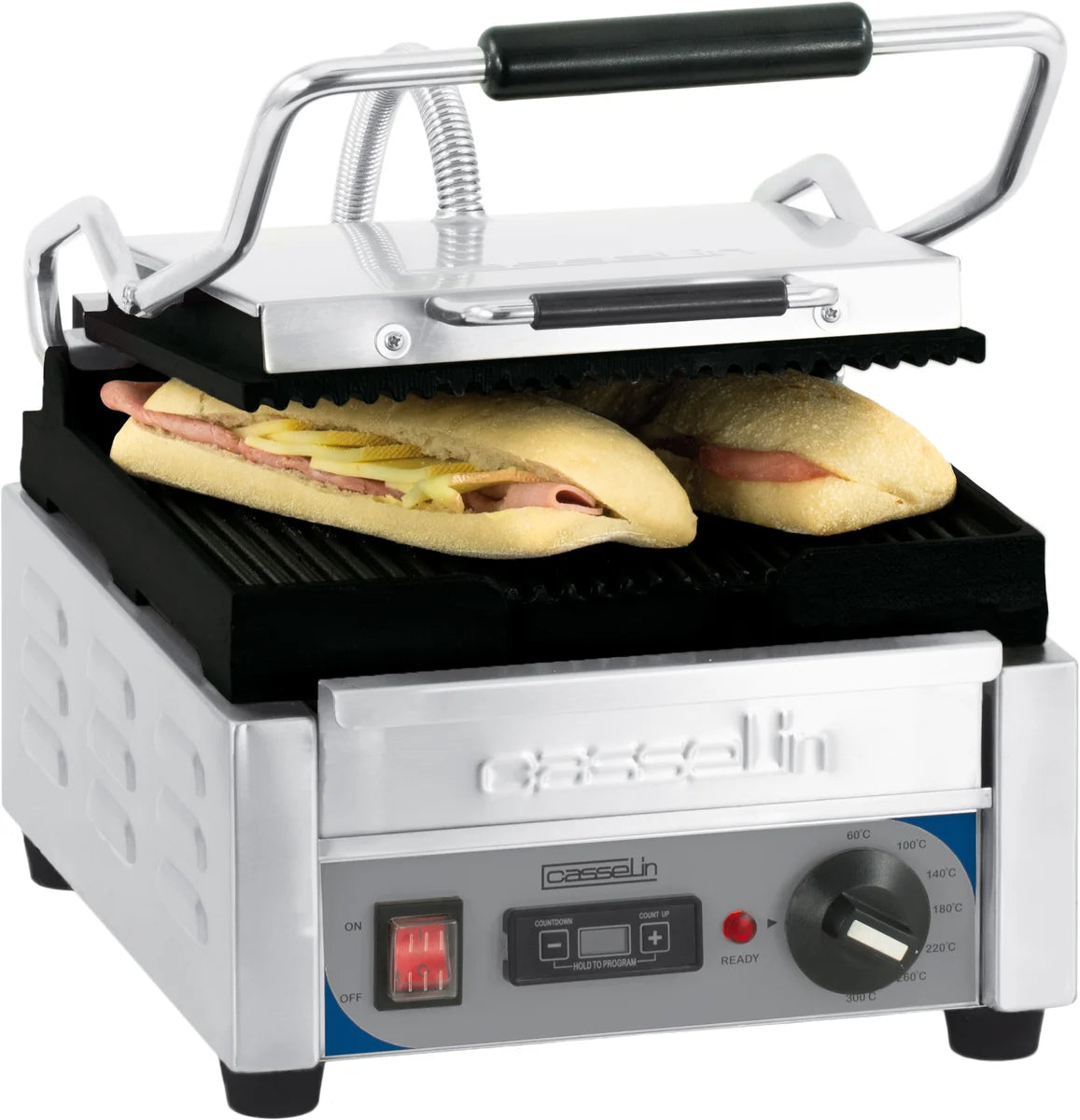 Grill à contact / grill à panini Petit Premium rainuré - Rainuré avec minuteur
