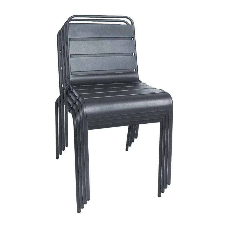 Chaises de bistrot Bolero en acier gris - 4 pcs