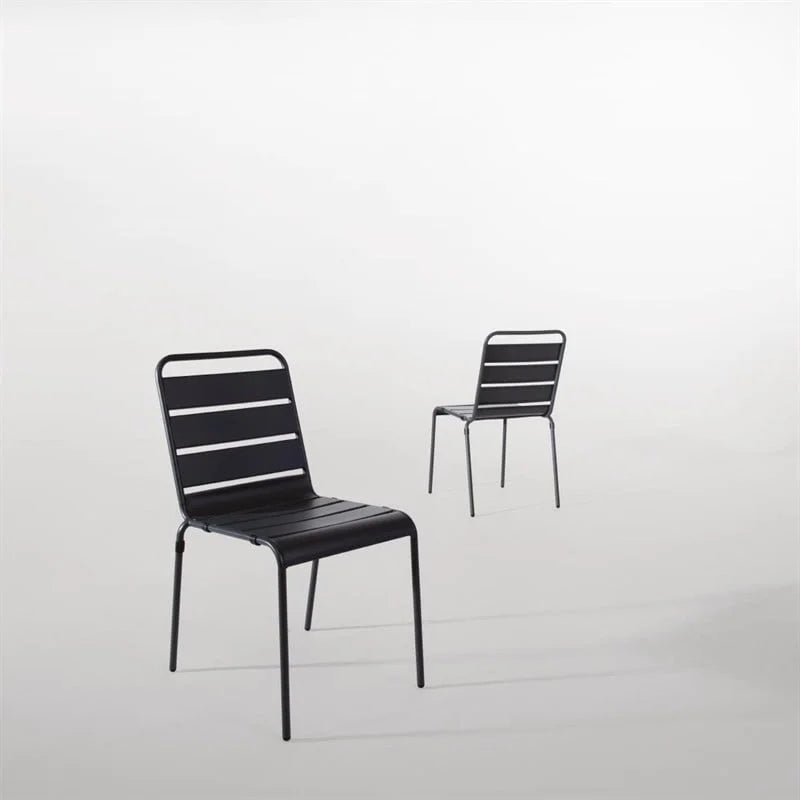 Chaises de bistrot Bolero en acier gris - 4 pcs