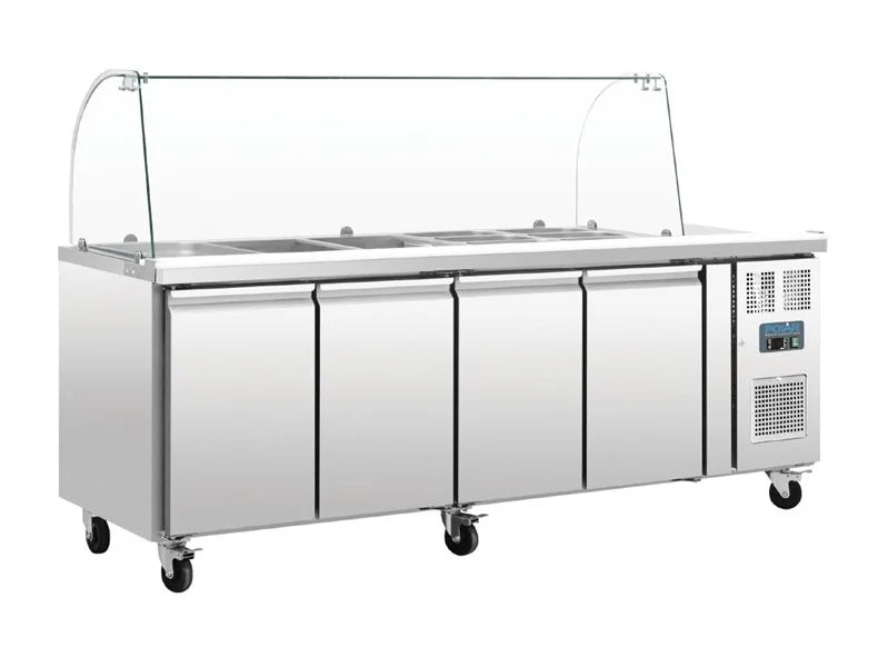 Saladette Polar 4 portes avec capot en verre