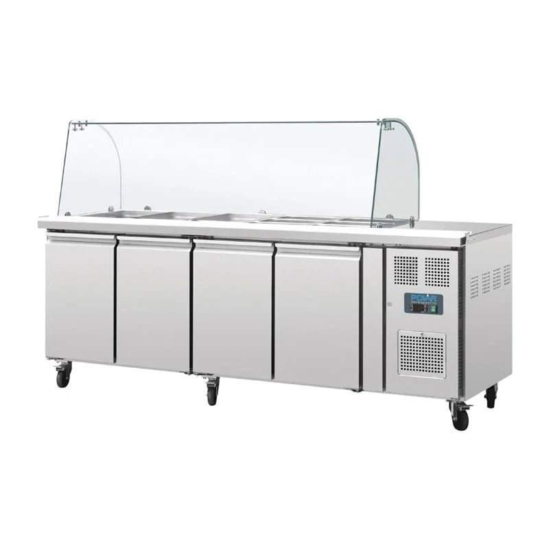 Saladette Polar 4 portes avec capot en verre