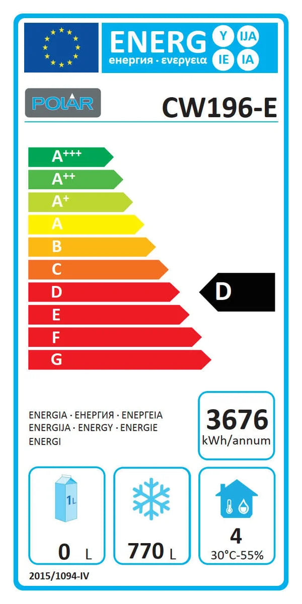 Armoire de congélation Polar Série G en acier inoxydable avec portes divisées 1200L