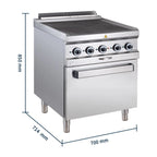 Cuisinière électrique Série 700 - 70/70 avec four électrique, chaleur tournante - 4 plaques de cuisson carrées, encastrées - 12,6 kW