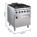 Cuisinière à gaz Série 700 - 70/70 avec four à gaz - 4 feux - 34 kW
